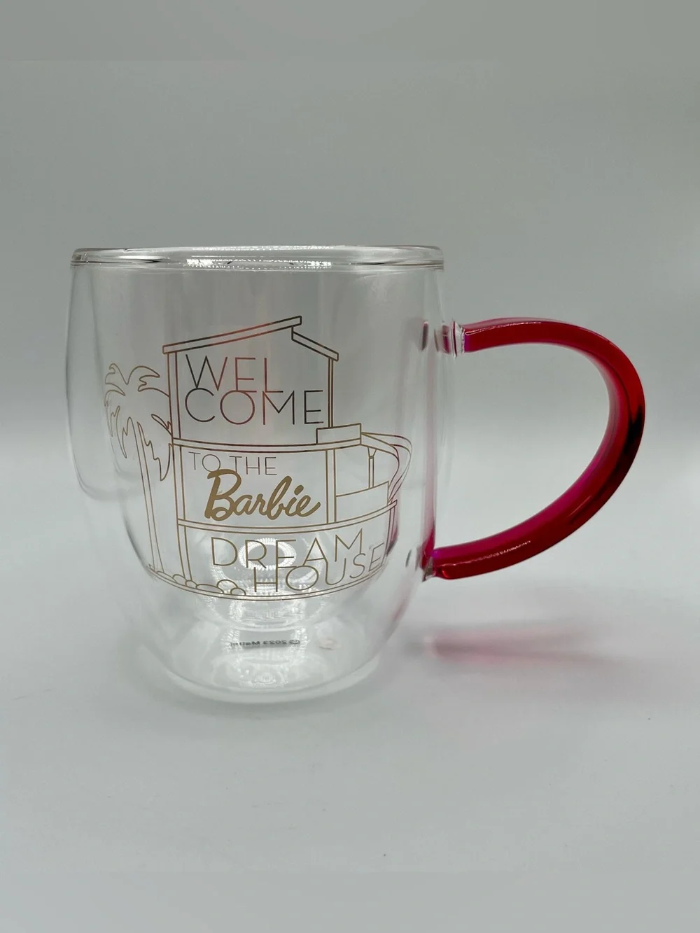 Barbie Clear,  Pink, and Gold  Coffee Mug 16oz
